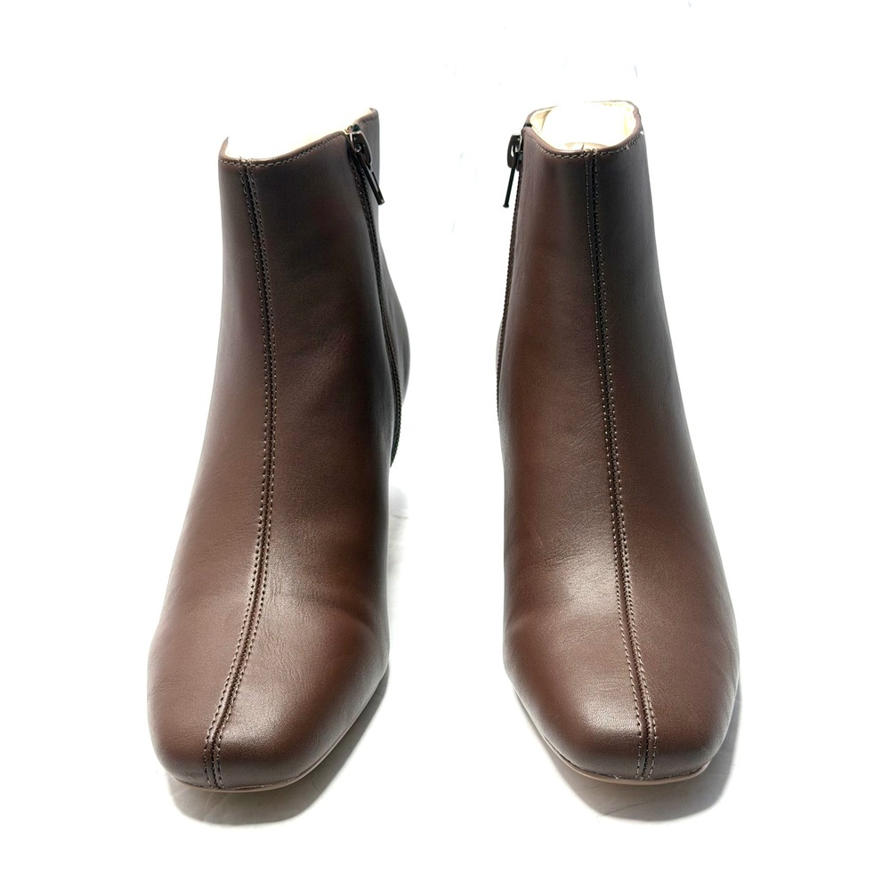 Journee Collection Women Kelssa Square Toe Kitten Heel Dress Bootie Brown 7M NWT